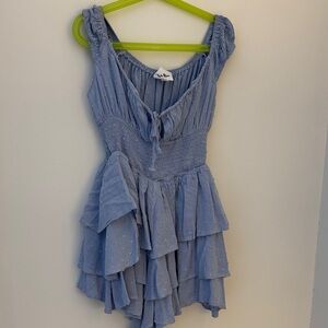 Sky Moon Light Blue Ruffled Jumper